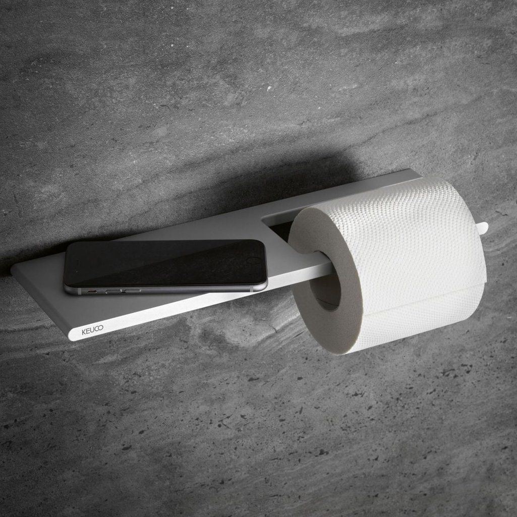 Porte-papier toilette design Keuco avec tablette porte-téléphone, RIVIÈRE & BAINS